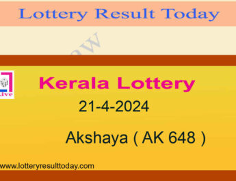 Kerala Lottery Result 21.4.2024 Akshaya AK 648