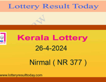Kerala Lottery Result 26.4.2024 Nirmal Lottery NR 377