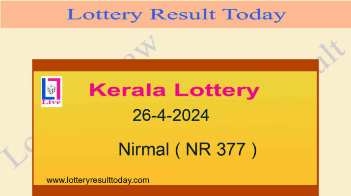 Kerala Lottery Result 26.4.2024 Nirmal Lottery NR 377