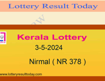 Kerala Lottery Result 3.5.2024 Nirmal Lottery NR 378