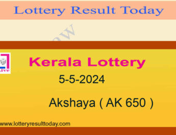 Kerala Lottery Result 5.5.2024 Akshaya AK 650