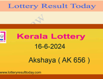 Kerala Lottery Result 16.6.2024 Akshaya AK 656
