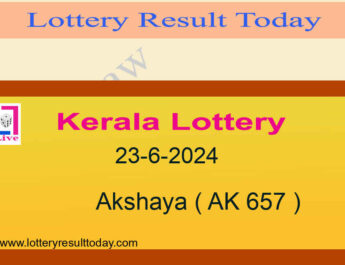 Kerala Lottery Result 23.6.2024 Akshaya AK 657