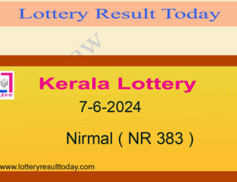 Kerala Lottery Result 7.6.2024 Nirmal Lottery NR 383
