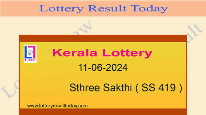 Kerala Lottery Sthree Sakthi SS 419 Result 11.06.2024