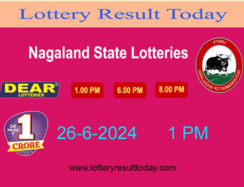 Nagaland Lottery Sambad 1 PM 26.6.2024 Result (Dear Indus 1PM)