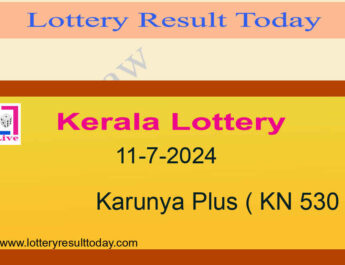 Kerala Lottery Result 11.7.2024 Karunya Plus KN 530 Result