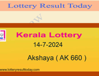 Kerala Lottery Result 14.7.2024 Akshaya AK 660