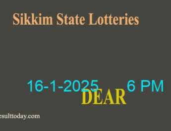 Sikkim Lottery Result 6 PM Today 16.1.2025