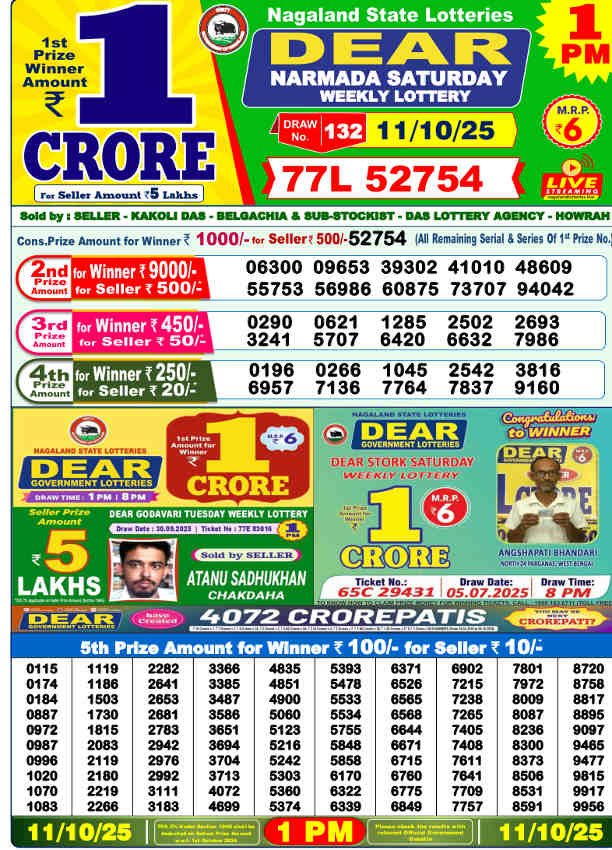 Sambad Lottery 1 pm result 11.10.2025
