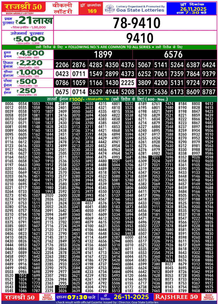 Rajshree 50 Budh Result 26.11.2025