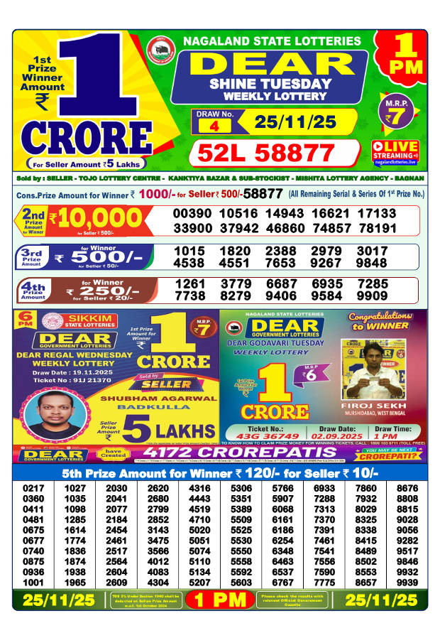 Sambad 1 PM Result 25.11.2025