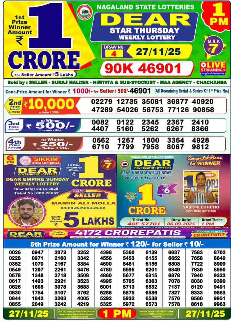 Sambad 1 PM Result 27.11.2025