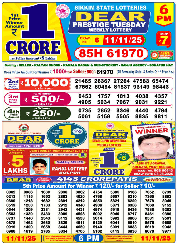 Sambad Lottery 6 PM Result 11.11.2025