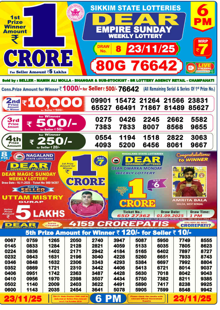 Sambad 6 PM Result 23.11.2025