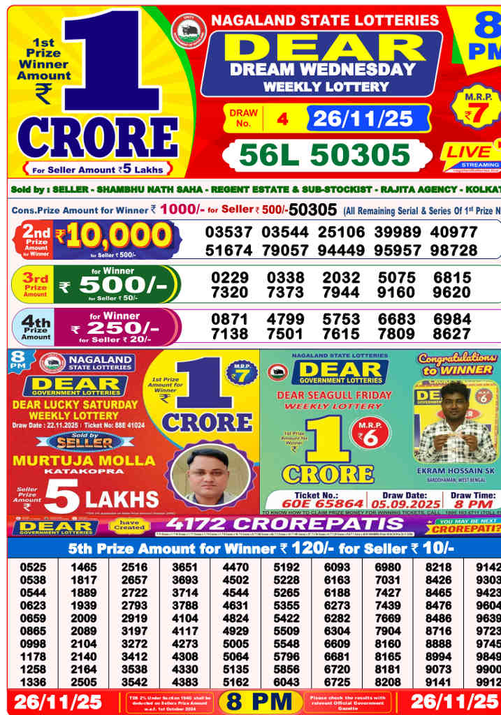 Sambad 8 PM Result 26.11.2025