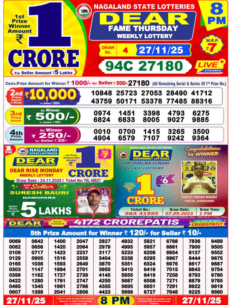 Sambad 8 PM Result 27.11.2025