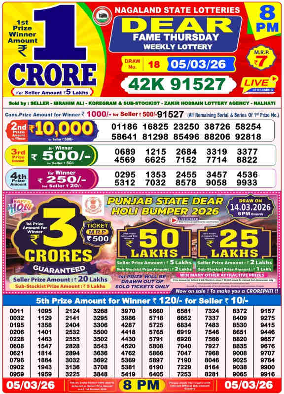 Lottery Sambad 8 PM Result 5.3.2026