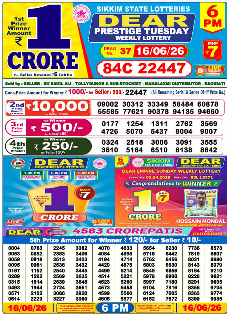 Sambad 6 PM result 16.06.2026