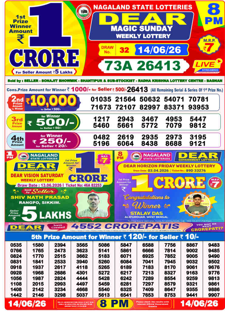 Sambad 8 PM result 14.06.2026