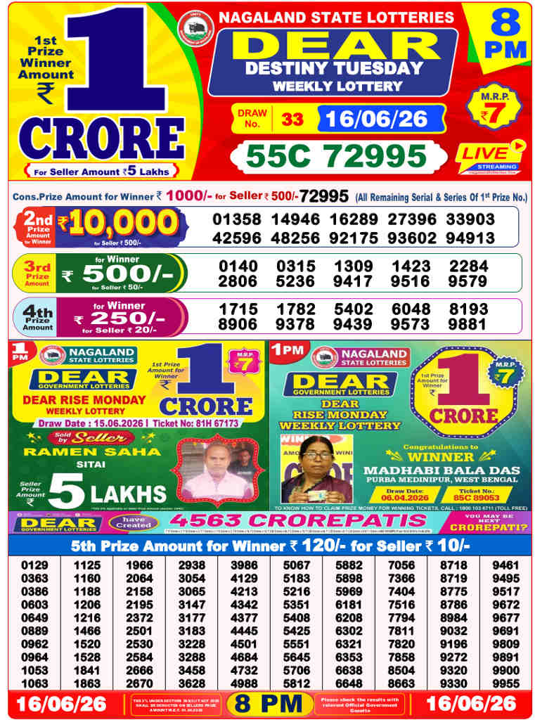 Sambad 8 PM result 16.06.2026