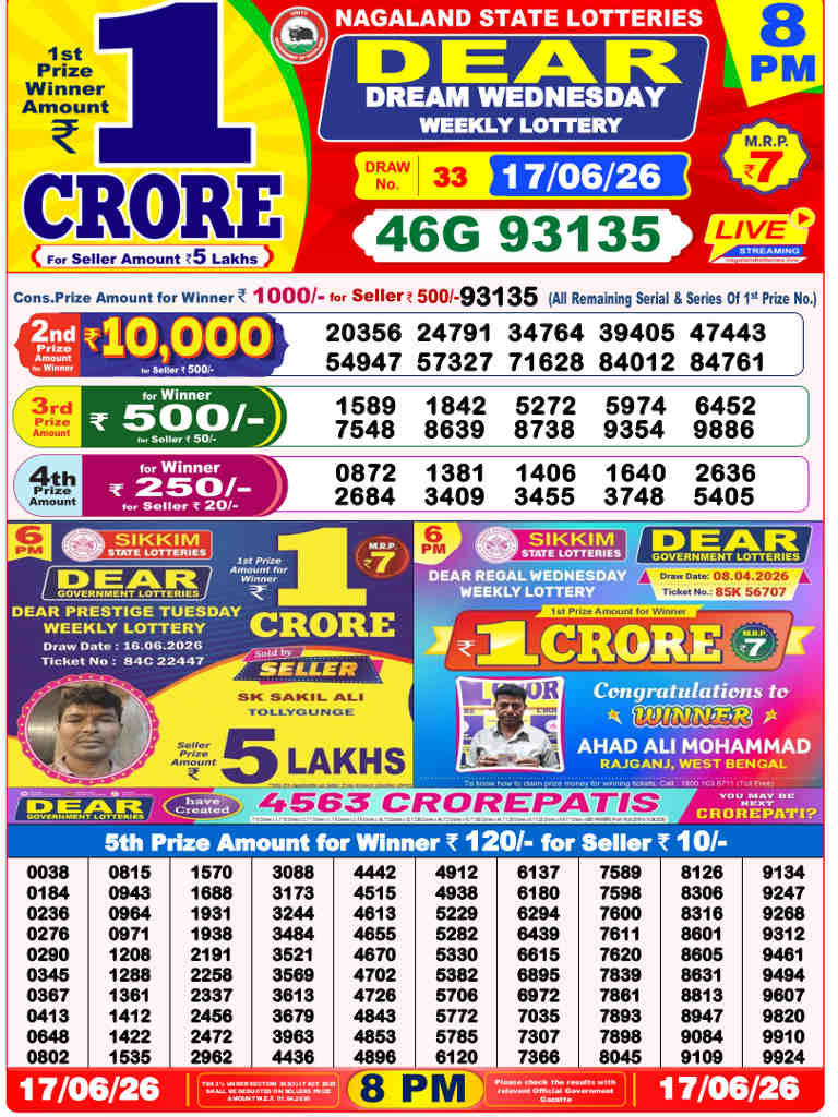 Sambad 8 PM result 17.06.2026