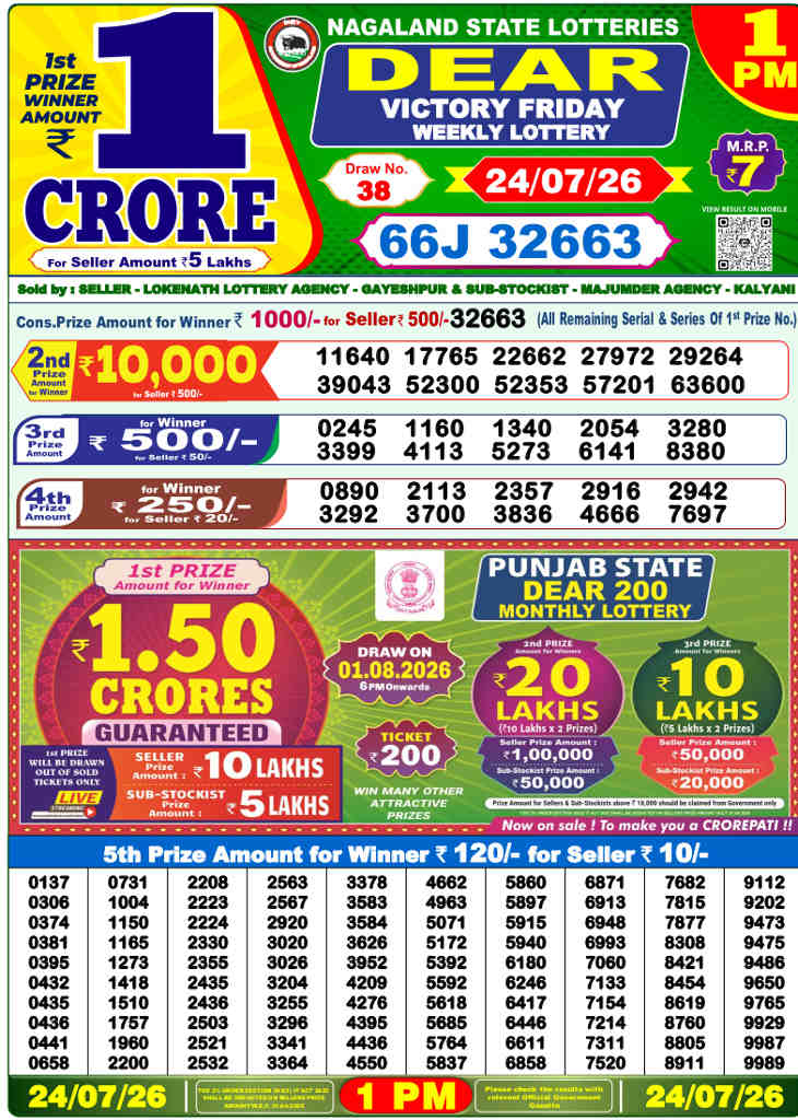 Sambad 1 PM Result 24.7.2026