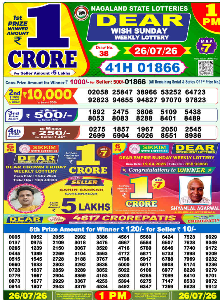 Sambad 1 PM Result 26.7.2026