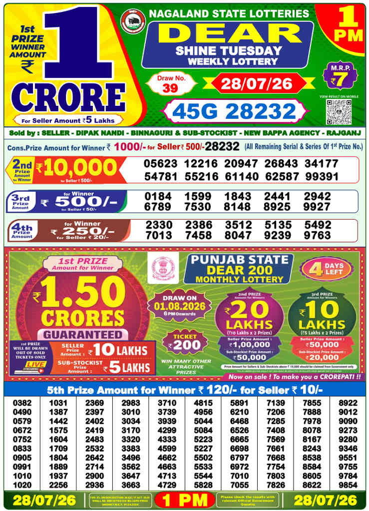 Sambad 1 PM Result 28.7.2026