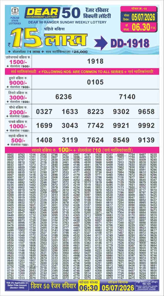 Punjab Dear 50 Sunday Result 05.07.2026