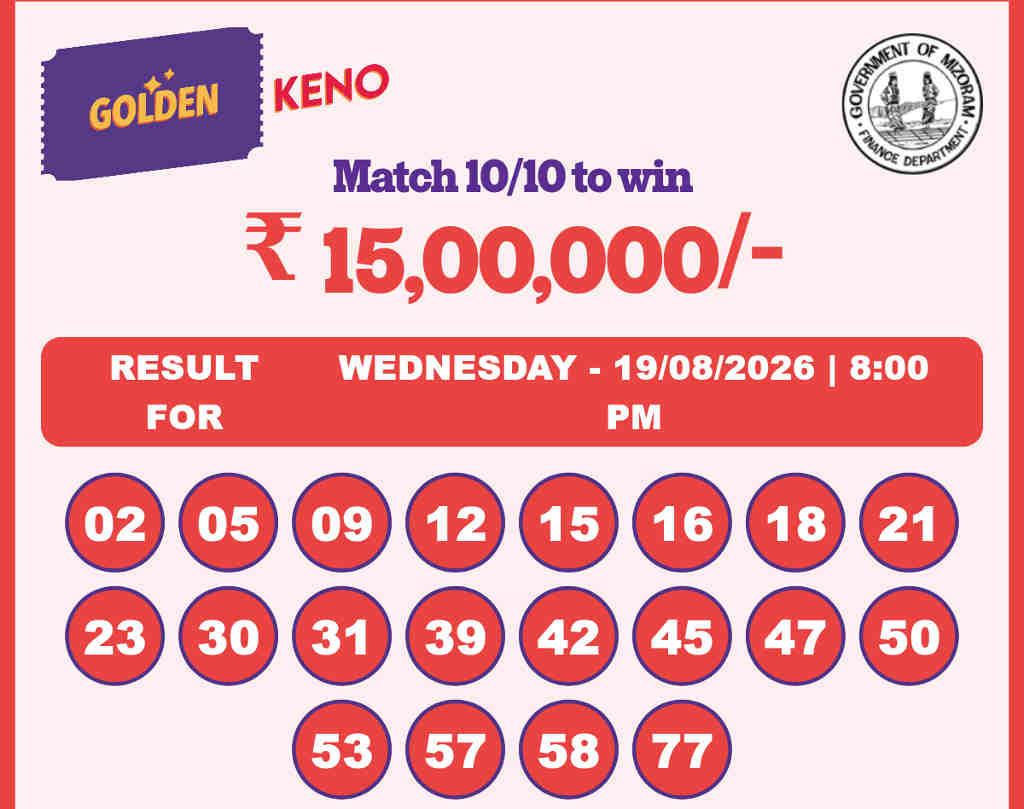 Golden Keno 8 PM Result 19.8.2026