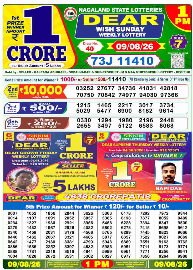 Sambad 1 PM Result 09.08.2026