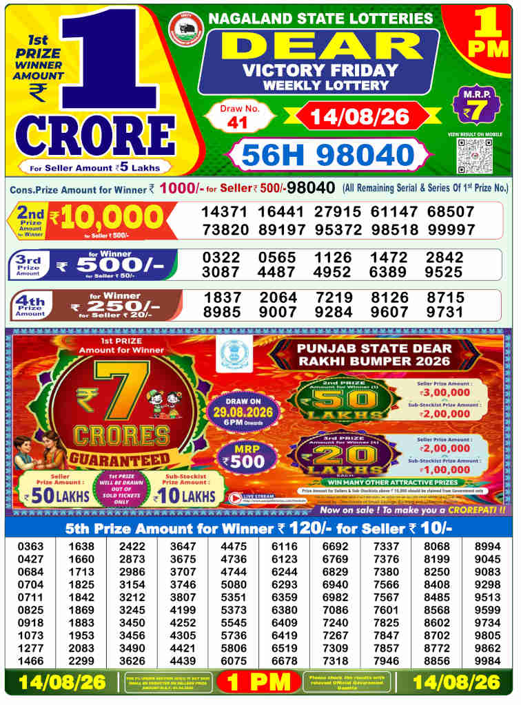 Sambad 1 PM Result 14.08.2026