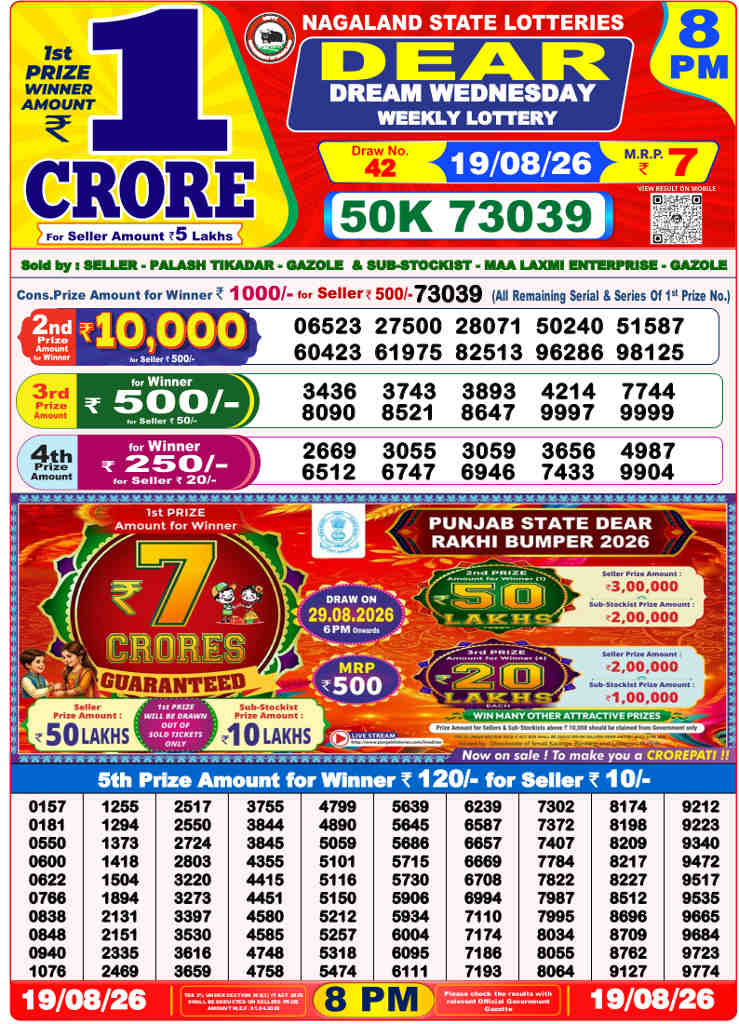 Sambad 8 PM Result 19.08.2026