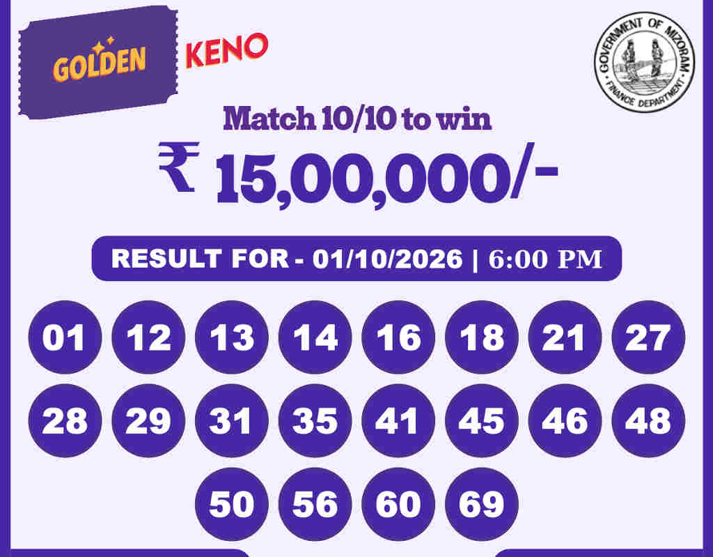 Golden Keno 6 PM Result 01.10.2026