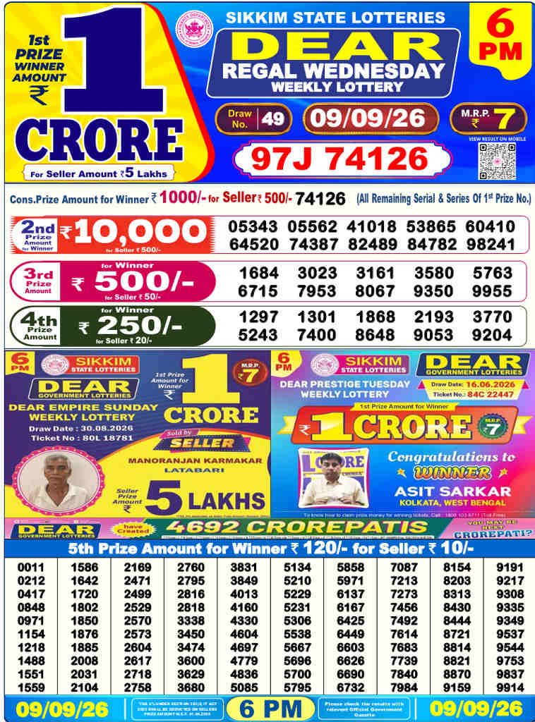 Sambad 6 PM Result 09.09.2026