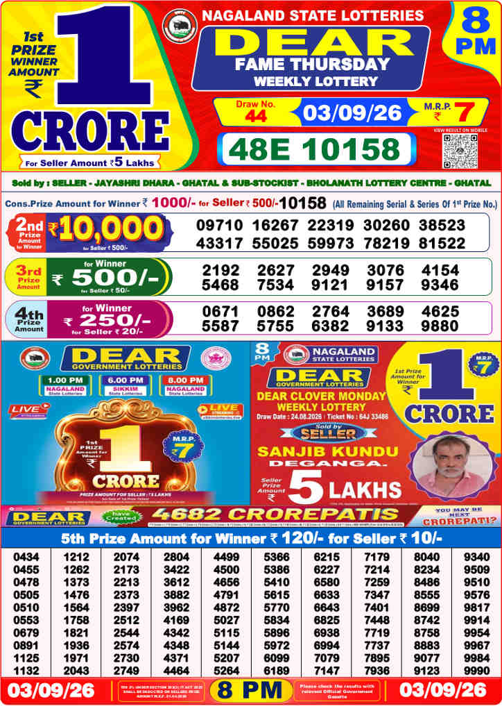 Sambad 8 PM Result 03.09.2026