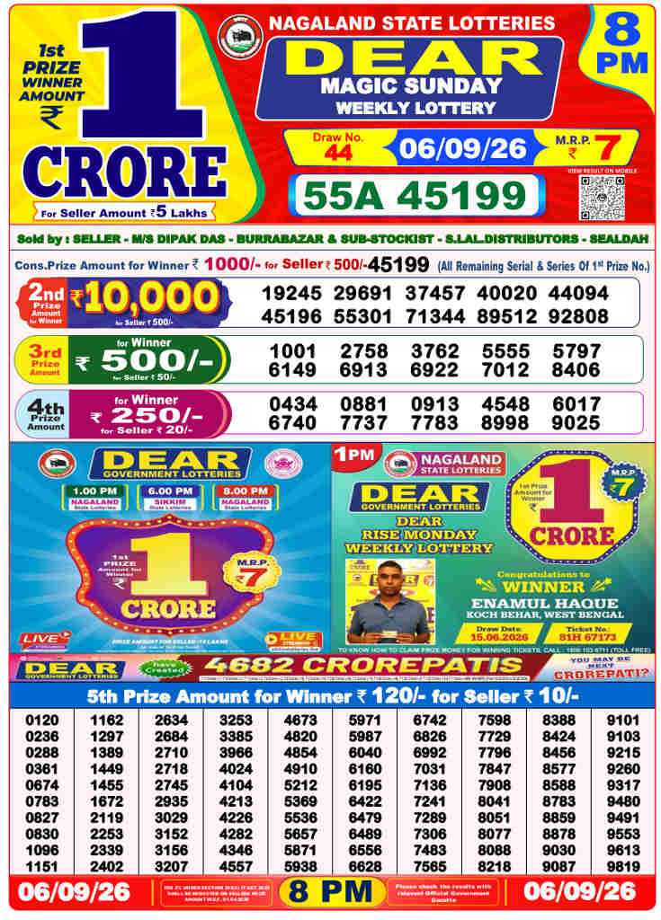 Sambad 8 PM Result 06.09.2026