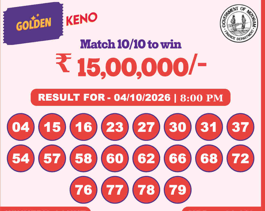 Golden Keno 8 PM Result 04.10.2026