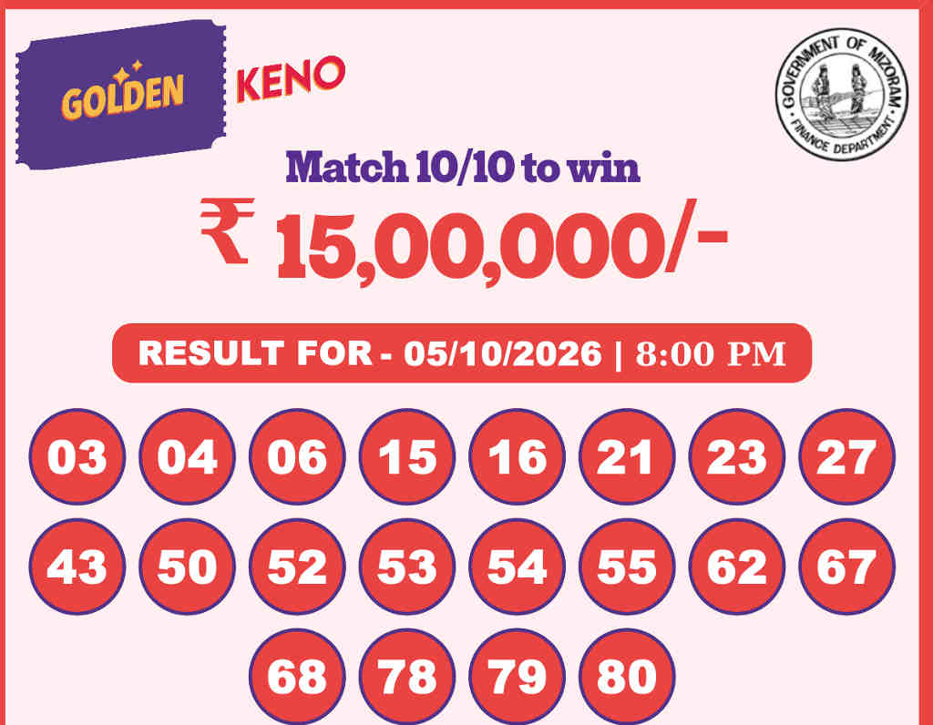 Golden Keno 8 PM Result 05.10.2026